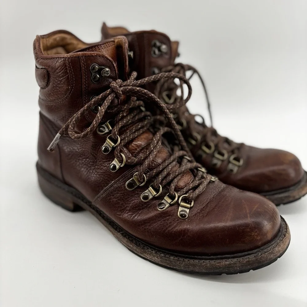 Vintage Frye Men's Brown Cognac Leather Lace-Up Boots 9.5D HikeWork Gorpcore